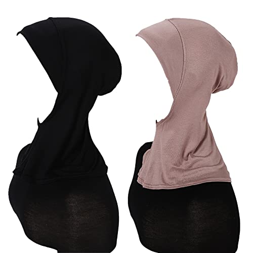 MOWEN 2 Stück Modal Baumwolle Hijab Cap Unterschal zum Islamische Muslimische,Sommer Hut Elastische Headscarf Cap (2P-8) von MOWEN