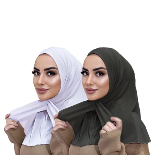 MOWEN 2 Stück Praktische Tasten-Hijab-Mütze aus Modal-Baumwolle, Einfarbig, Untertuch für Islamische Muslimische Mütze, Elastische Kopftuch-Mütze MOWEN 2 Stück Praktische Tasten-Hijab-Mütze aus Modal-Baumwolle, Einfarbig, Untertuch für Islamische Muslimische Mütze, Elastische Kopftuch-Mütze von MOWEN
