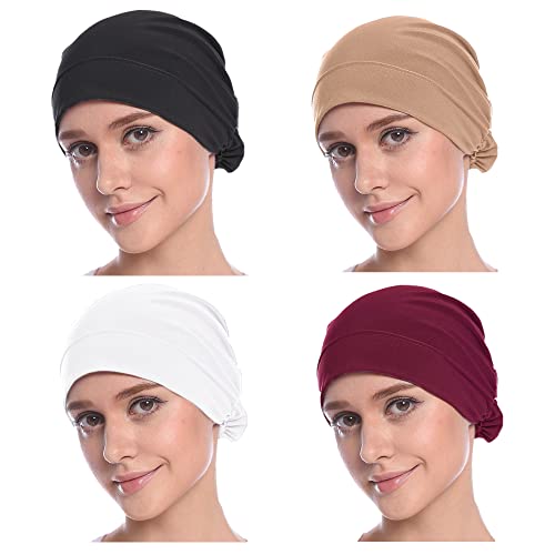 MOWEN 4 Stück Hijab Untermütze Hijab Unterschal Hijab Kappe für Damen (4P-14) von MOWEN