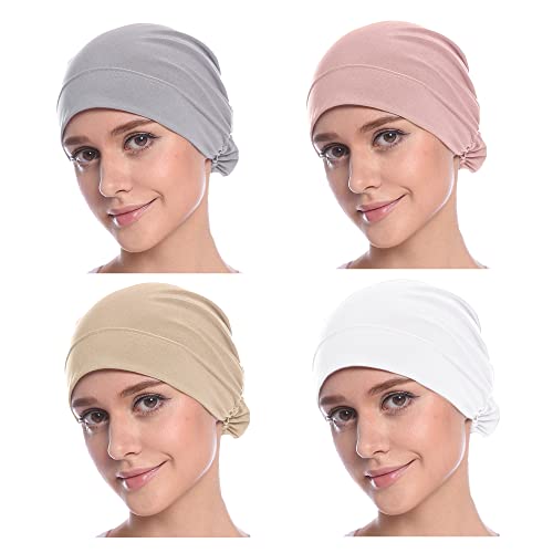 MOWEN 4 Stück Hijab Untermütze Hijab Unterschal Hijab Kappe für Damen (4P-15) von MOWEN