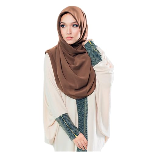 MOWEN Bubble Chiffon Schal mit Underscarf Cap für Frauen Hijab Muslim Lightweight 70X180cm (Dunkles Khaki) von MOWEN