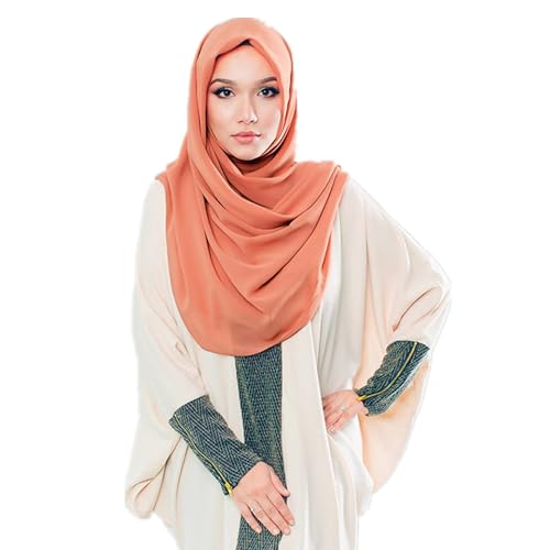 MOWEN Bubble Chiffon Schal mit Underscarf Cap für Frauen Hijab Muslim Lightweight 70X180cm (Pfirsich) von MOWEN
