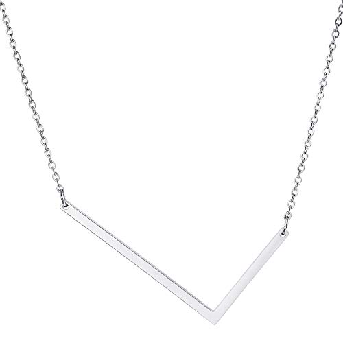 MOWOM Personalisierte große Anfangsbuchstabe Anhänger Halskette Benutzerdefinierte Gravur Name Datum für Frauen Mädchen Big Sideways Alphabet Bester Freund Brautjungfer Geschenk (Silber Buchstabe L) von MOWOM