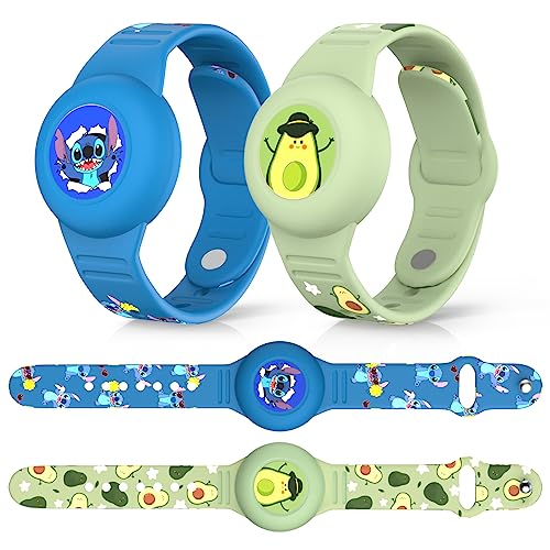 [2 Stück] Kompatibel mit AirTag Kinderarmband, MOWYEOK Cute Kids Air Tag verstellbares Armband, Versteckter wasserdichter Air Tag Halter für Kinder, Geeignet für die AirTag Armband Schutzhülle von MOWYEOK