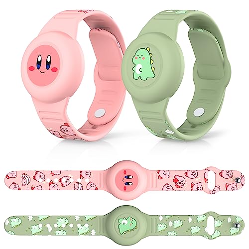 [2 Stück] Kompatibel mit AirTag Kinderarmband, MOWYEOK Cute Kids Air Tag verstellbares Armband, Versteckter wasserdichter Air Tag Halter für Kinder, Geeignet für die AirTag Armband Schutzhülle von MOWYEOK