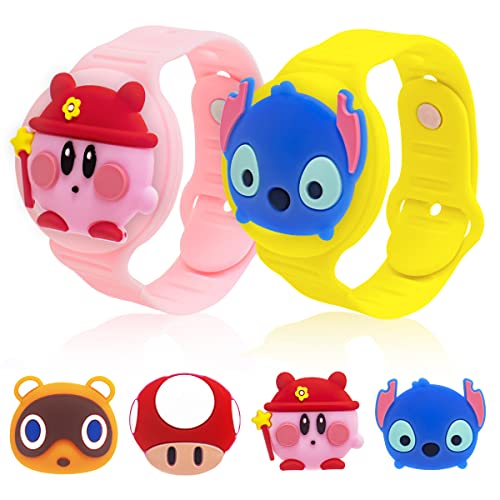 Airtag Armband Kinder, 2er Pack Anhänger für Apple Air Tag Kleinkind Versteckt Airtags GPS Tracker Halter AirTec Hülle (Rosa, Gelb) von MOWYEOK