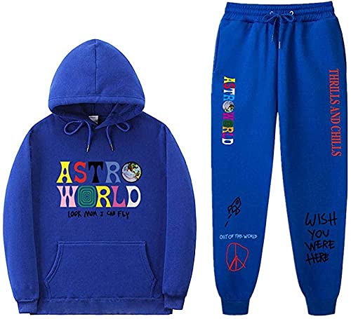 MOYAO Frauen-Streetwear Herren Kleidung Travis Scotts Astroworld Herren Damen Sweatshirt Hoodies-Blau 2_M von MOYAO