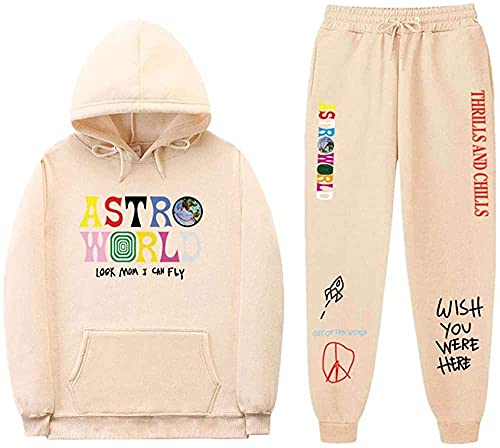 MOYAO Frauen-Streetwear Herren Kleidung Travis Scotts Astroworld Herren Damen Sweatshirt Hoodies-Khaki 2_L von MOYAO