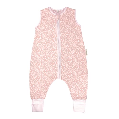 MOYO Baby Schlafsack mit Füßen I Rosé mit Blüten I Atmungsaktiver Babyschlafsack 1.0 TOG in 70cm I Schlafsack mit Beinen aus 100% Bio-Baumwolle I GOTS-Sommerschlafsack für Babys & Kleinkinder von MOYO
