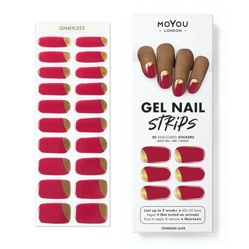 MOYOU LONDON Semi Cured Gel Nail Strips - 20 Pcs. Christmas Nail Wraps for Salon-Quality Manicure - Works with Any UV Nail Lamp - Easy to Apply, Trim, & Remove Gel Nail Stickers von MOYOU LONDON