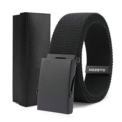 MOZETO Gürtel Herren Länge 115-145 cm Breit 3,8 cm Stoff Canvas Nylon Belt Automatischer Schnallen Verstellbarer Unisex Stoffgürtel von MOZETO