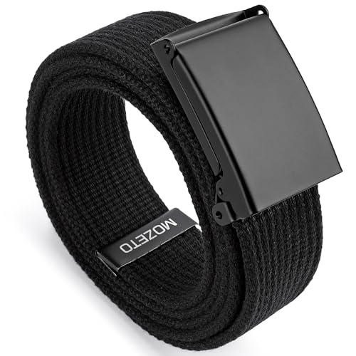 MOZETO Gürtel Herren Länge 115-145 cm Breit 3,8 cm Stoff Canvas Nylon Belt Automatischer Schnallen Verstellbarer Unisex Stoffgürtel von MOZETO