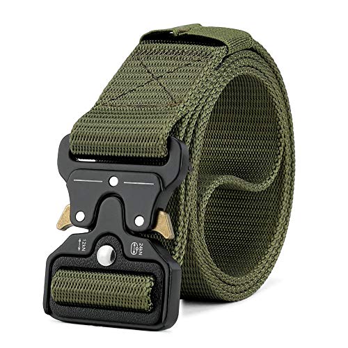 MOZETO Taktischer Gürtel, Unisex Militär Gürtel mit Schnellspanner Metallschnalle, Nylon Gürtel für Outdoor, Arbeit, Militär, Freizeit, Jagen - Gift Packaging,Armee Grün,M-125cm von MOZETO