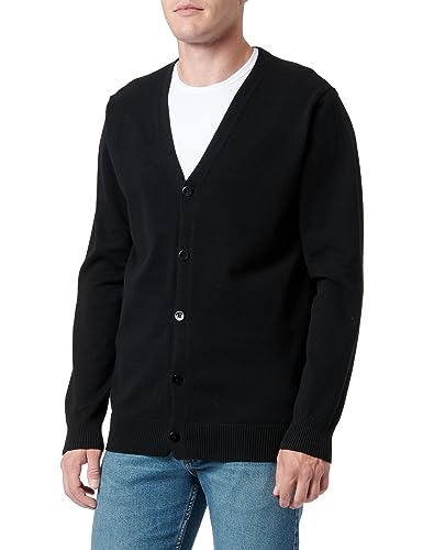 MOZZAAR Herren Cardigan 25030290, Schwarz, XL von MOZZAAR