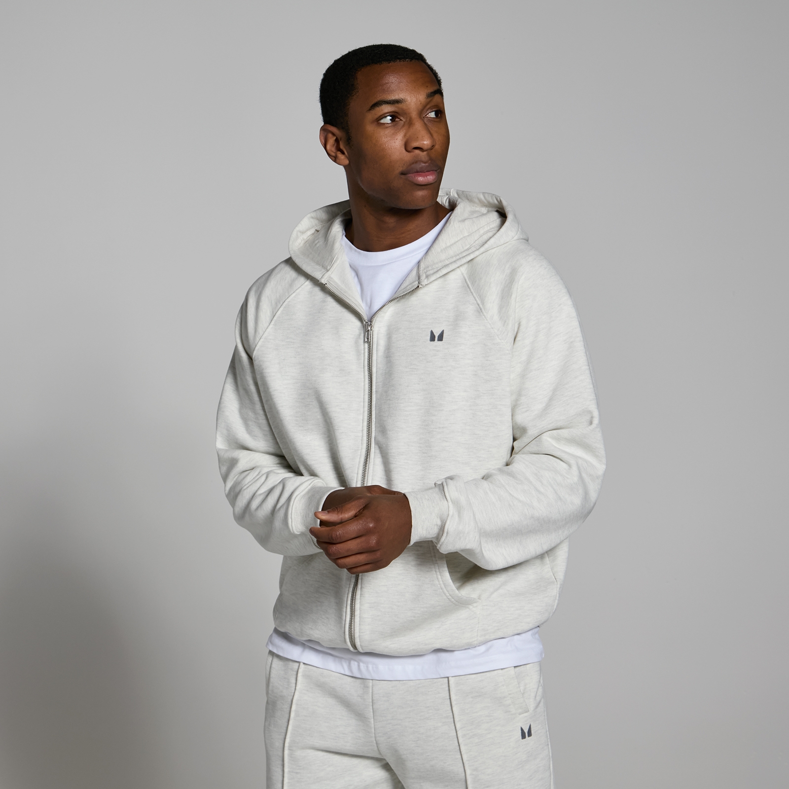 MP Men's Lifestyle Heavyweight Zip Through Hoodie - Light Grey Marl - L von MP