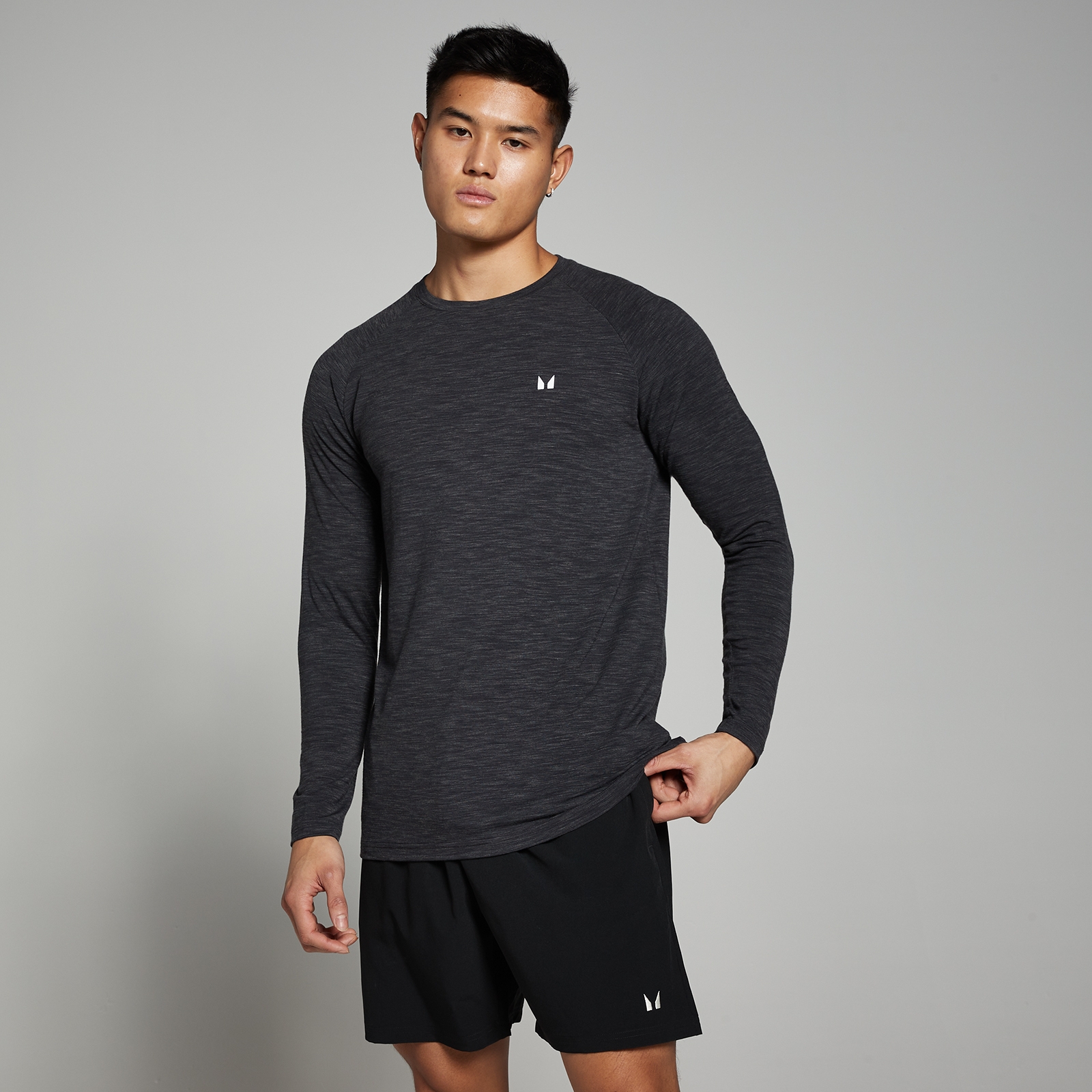 MP Men's Performance Long Sleeve Top - Black Marl - XS von MP