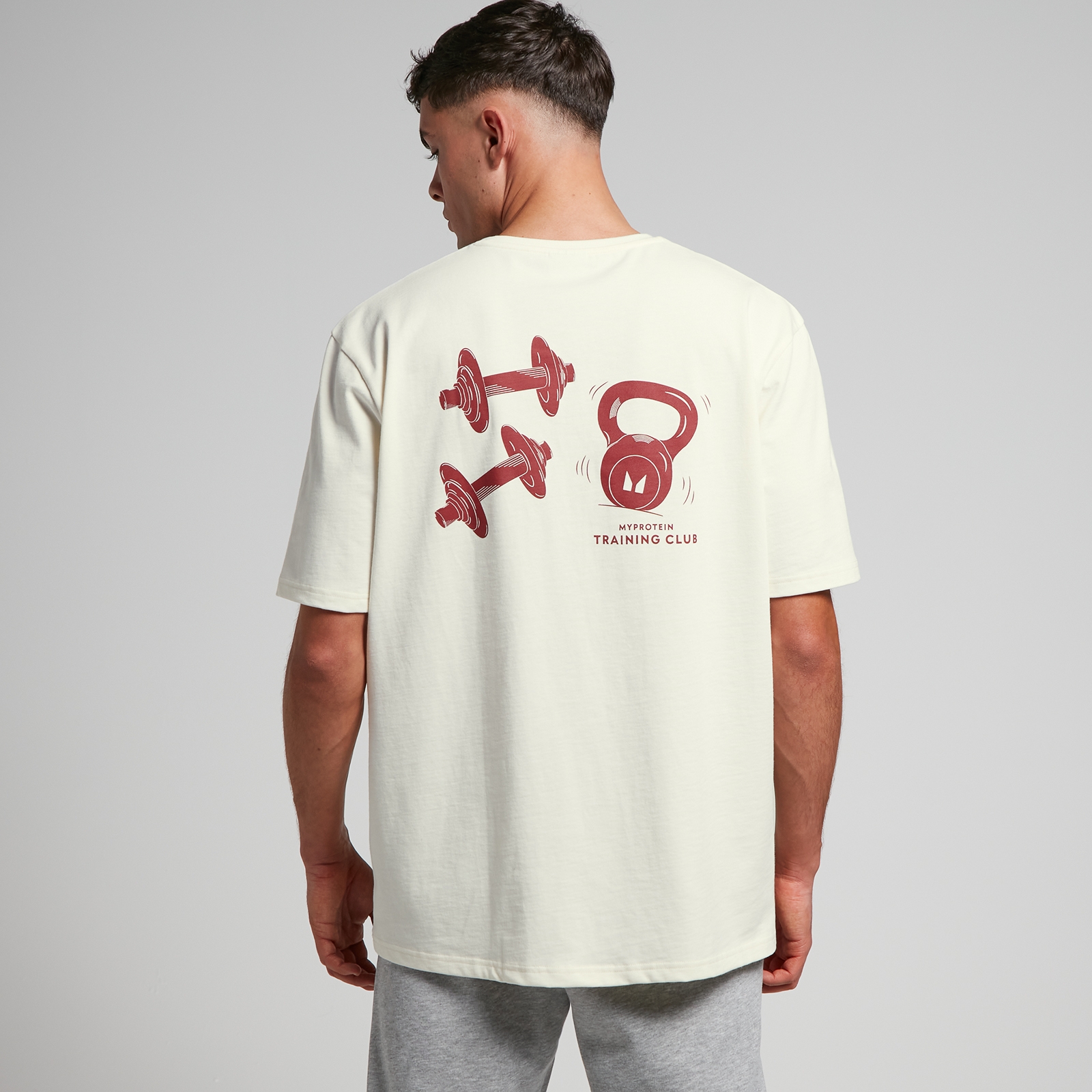 MP Men's Tempo Graphic Oversized T-Shirt - Off White/Red Print - M von MP