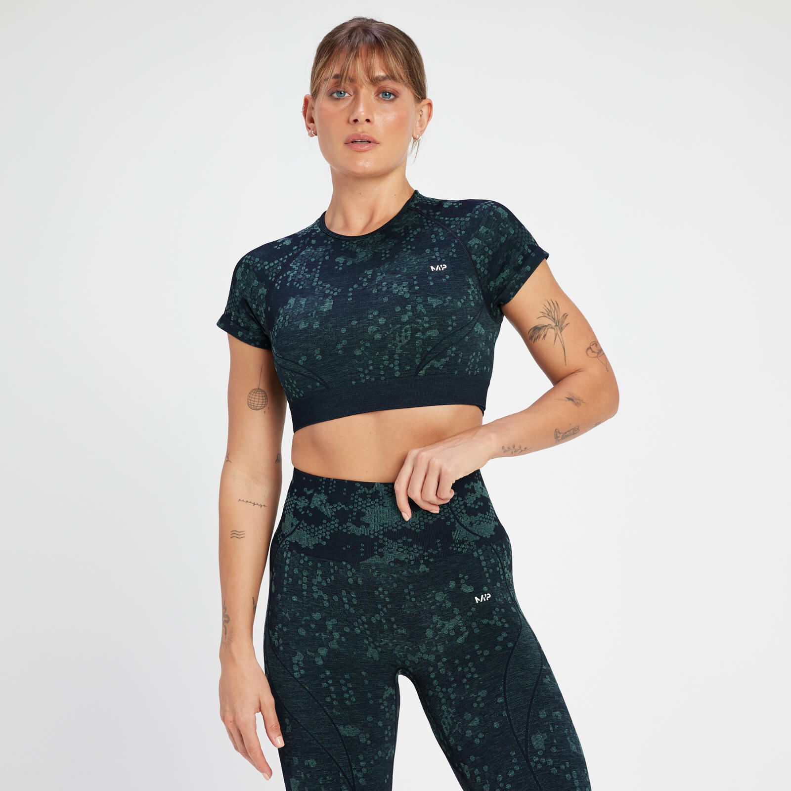 MP Women's Adapt Seamless Printed Crop Top - Darkest Navy - L von MP