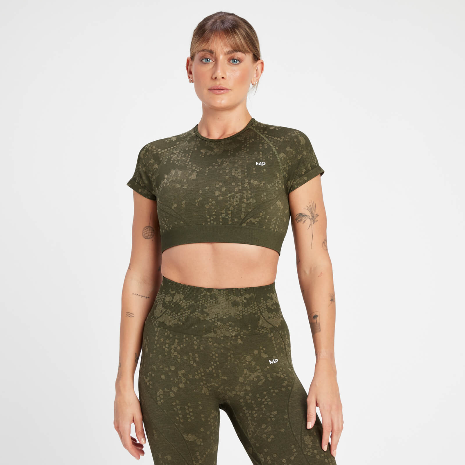 MP Women's Adapt Seamless Printed Crop Top - Olive Green - L von MP