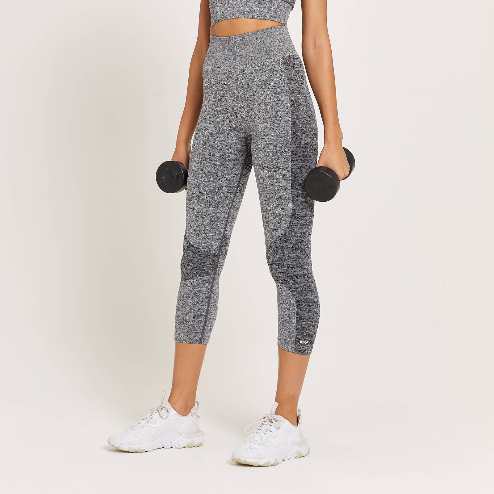 MP Curve 3/4-Leggings mit hoher Taille für Damen - Grau meliert - S von MP