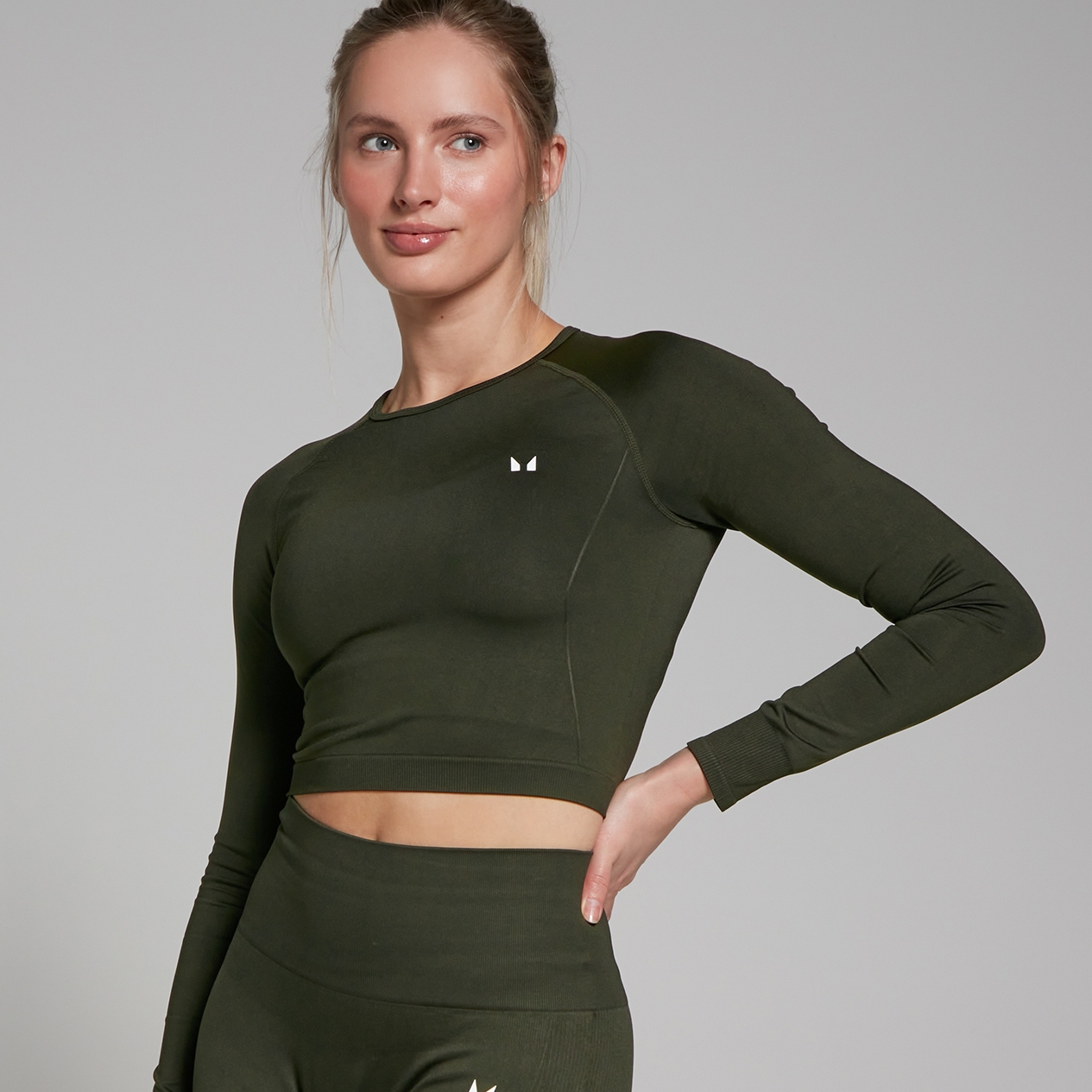 MP Women's Shape Seamless Long Sleeve Crop Top - Forest Green - L von MP