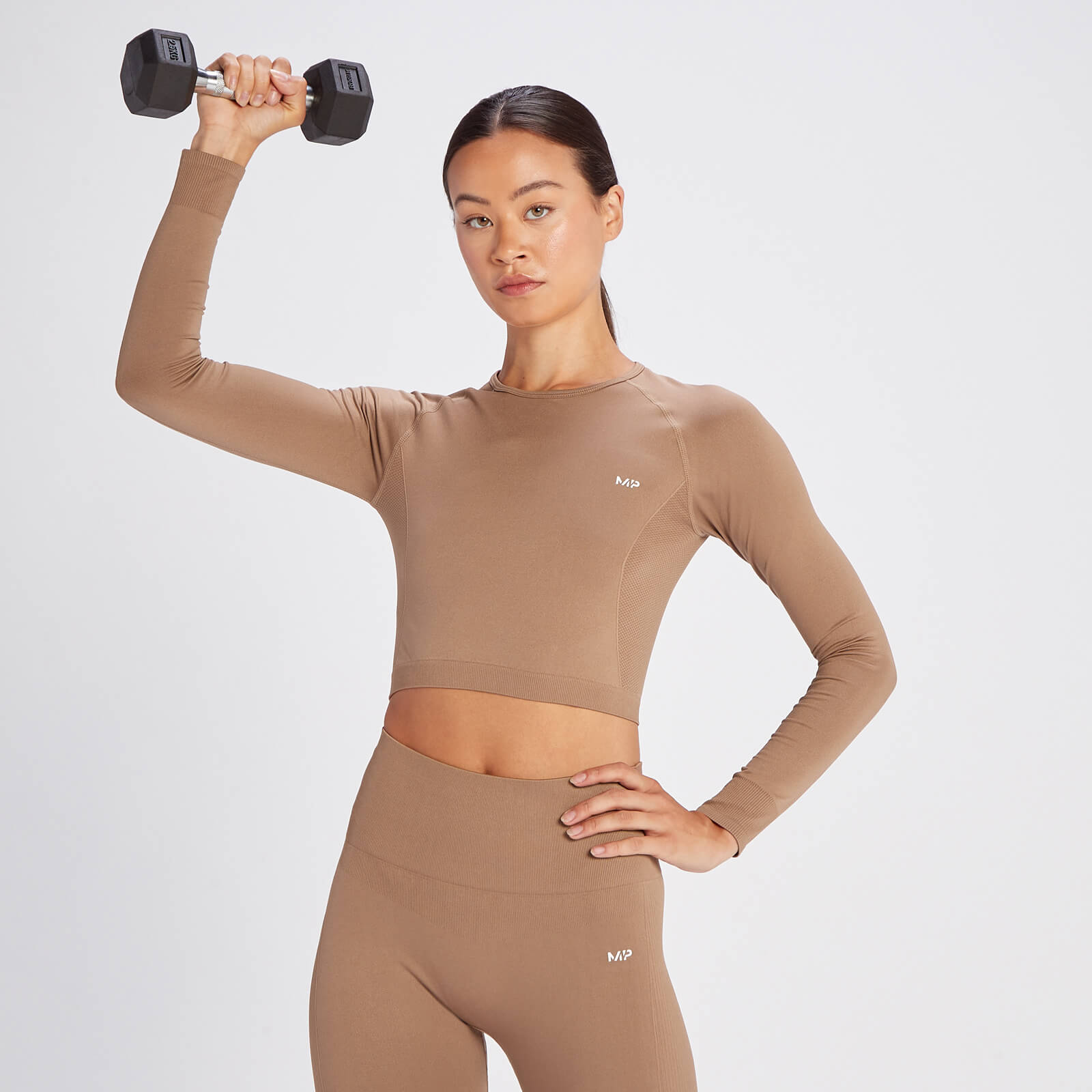 MP Women's Shape Seamless Long Sleeve Crop Top - Toffee - XS von MP