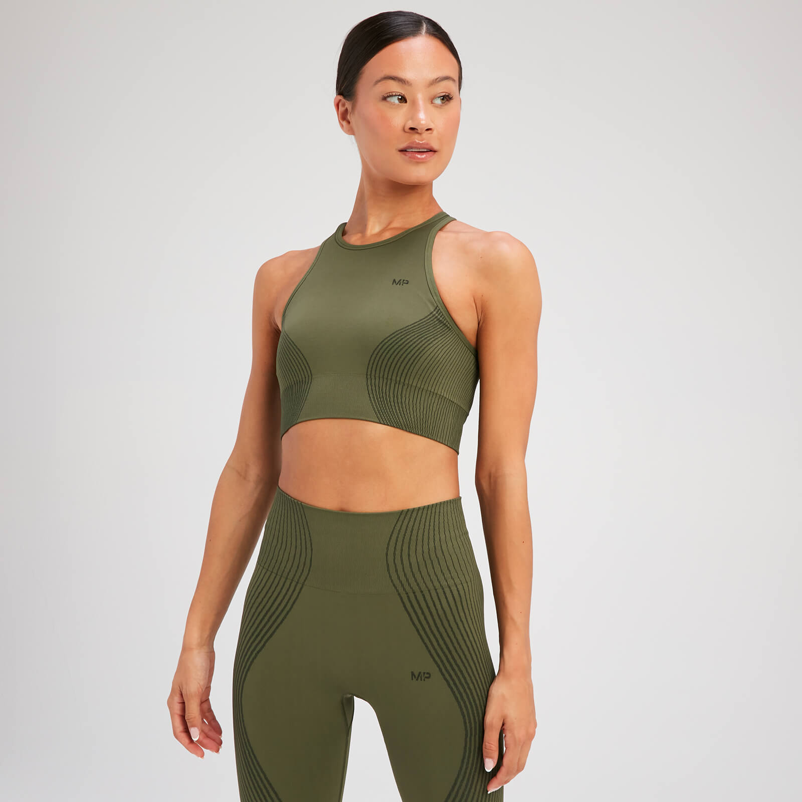 MP Women's Tempo Illusion Seamless Sports Bra - Olive Green - XS von MP