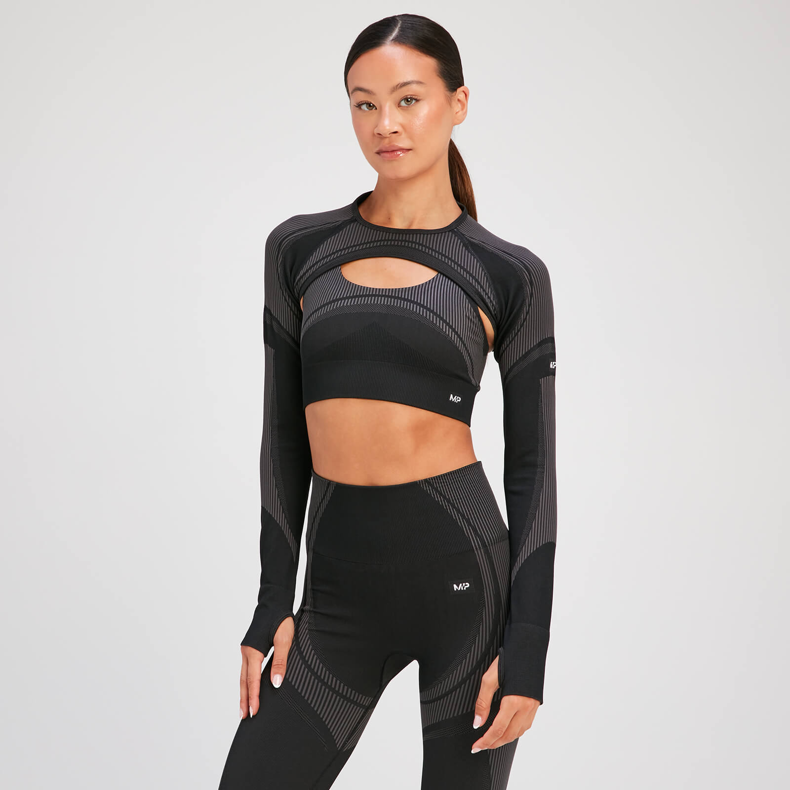 MP Women's Tempo Ultra Seamless Long Sleeve Crop Top - Black - L von MP