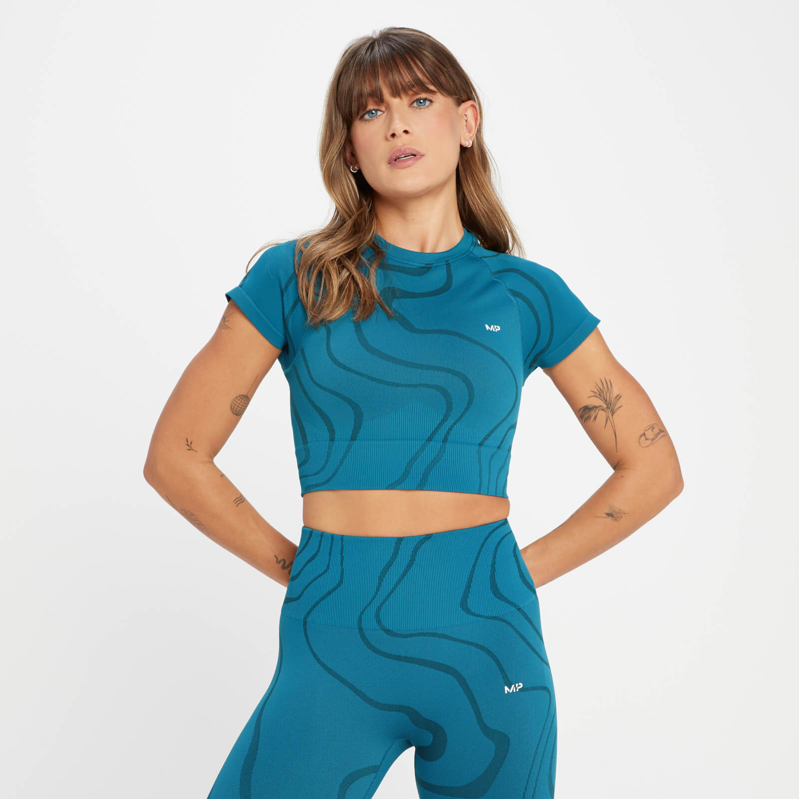 MP Women's Tempo Wave Seamless Crop Top - Teal Blue - M von MP