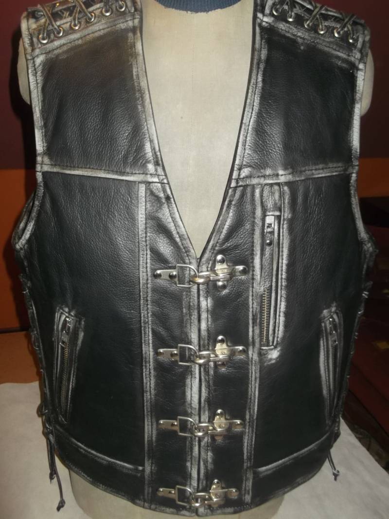 Aufnäher Weste.bikerweste, Motorradweste, Echtes Leder1, 6 Mm.leder Mit Abriebeffekt, Schwarz.handmade von MPBikerTailor