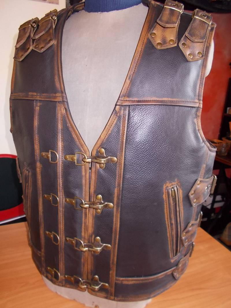 Bikerweste, Motorradweste, Echtes Leder-1, 6 Mm.leder Mit Abriebeffekt, Braun.handmade Bikerweste, Motorradweste, Echtes Leder-1, 6 Mm.leder Mit Abriebeffekt, Braun.handmade von MPBikerTailor