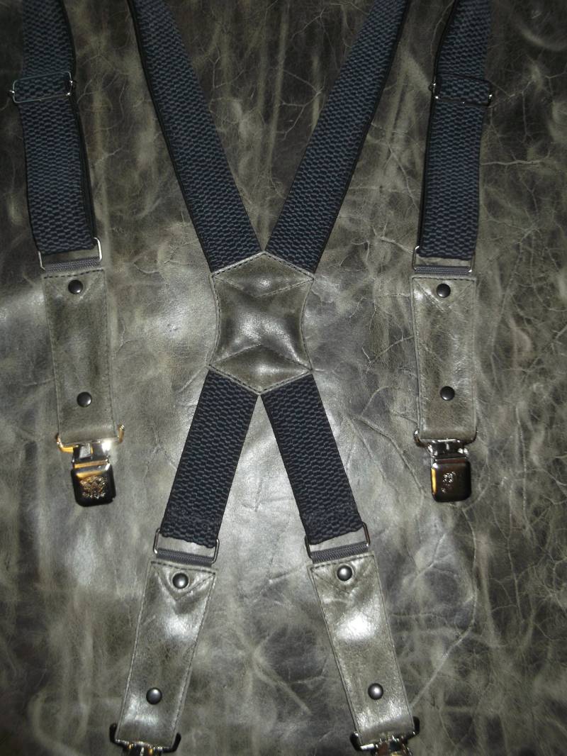 Hosenträger Aus Leder. Leder - Grau-Imprägniert.gummi - 4cm Grau.handarbeit.passend Von Größe M-5x Hosenträger Aus Leder. Leder - Grau-Imprägniert.gummi - 4cm Grau.handarbeit.passend Von Größe M-5x von MPBikerTailor