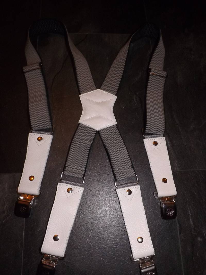 Leder Hosenträger.leder Weiss.grösse M-5x.handmade von MPBikerTailor