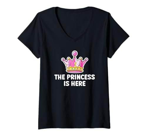 Damen Lustiges süßes Diadem "The Princess Is Here" T-Shirt mit V-Ausschnitt Damen Lustiges süßes Diadem "The Princess Is Here" T-Shirt mit V-Ausschnitt von MPL Fun The Princess Is Here Tees