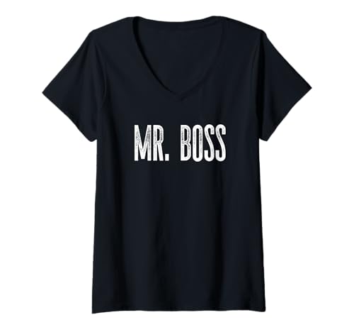 Damen Lustiger Mr. Boss Lustiger Gag Neuheit Herren Humor T-Shirt mit V-Ausschnitt Damen Lustiger Mr. Boss Lustiger Gag Neuheit Herren Humor T-Shirt mit V-Ausschnitt von MPL Mr. Boss Fun Man Tees