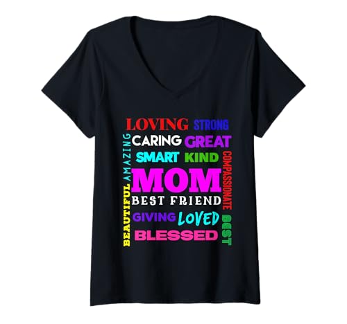 Damen Niedliche Worte der Freundlichkeit für Mama, Mutter, bunt, lustig T-Shirt mit V-Ausschnitt Damen Niedliche Worte der Freundlichkeit für Mama, Mutter, bunt, lustig T-Shirt mit V-Ausschnitt von MPL Words of Kindness Mom Tees