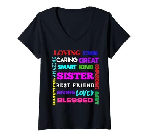 Damen Niedliche Worte der Freundlichkeit für Schwester, hübscher und farbenfroher Spaß T-Shirt mit V-Ausschnitt Damen Niedliche Worte der Freundlichkeit für Schwester, hübscher und farbenfroher Spaß T-Shirt mit V-Ausschnitt von MPL Words of Kindness Tees