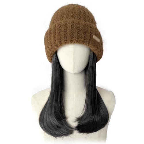 MPOPO Glatze Strickmütze für Perücke, Perückenkappe für Damen, hitzebeständige Kunstfaser, natürliches Aussehen, geeignet für Freizeit im Freien (Farbe : 02) von MPOPO