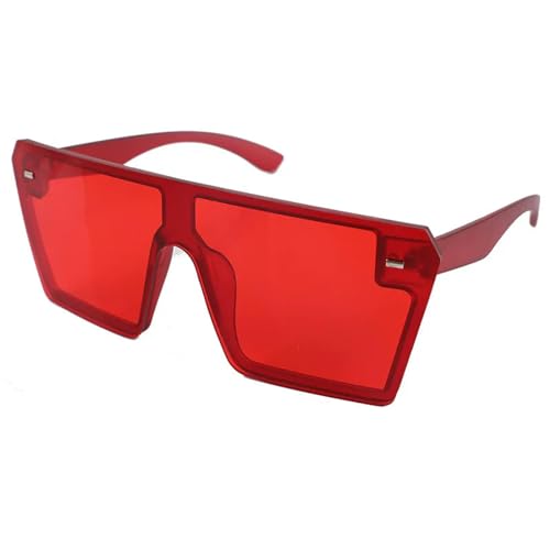 Dazzling Mercury Damen Sonnenbrille Retro Square Einteilige Midine Brille UV 400 Schutz-5233-Rot Rot von MPOWRX