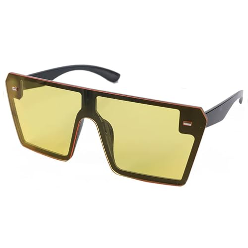 Dazzling Mercury Damen Sonnenbrille Retro Square Einteilige Midine Brille UV 400 Schutz-5233-Schwarz gelb von MPOWRX