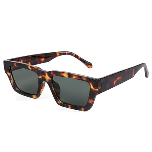 Kleine Sonnenbrille mit quadratischem Rahmen Punk für Männer und Frauen Anti-UV 400-5247-Leopard G15 von MPOWRX