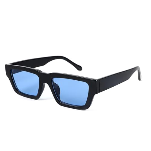 Kleine Sonnenbrille mit quadratischem Rahmen Punk für Männer und Frauen Anti-UV 400-5247-Schwarz blau von MPOWRX