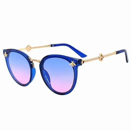 MPOWRX Cat Eye Sonnenbrille Damen Vintage Quadratische Sonnenbrille für Damen Schatten Eyewear UV400-Blue-MULTI von MPOWRX