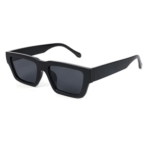 MPOWRX Kleine Sonnenbrille mit quadratischem Rahmen Punk für Damen und Herren Anti-UV 400 Brille-5247-schwarz schwarz von MPOWRX