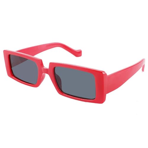 MPOWRX Kleiner quadratischer Rahmen Sonnenbrille Damen Brille UV 400 Schutz-5230-Rot grau von MPOWRX
