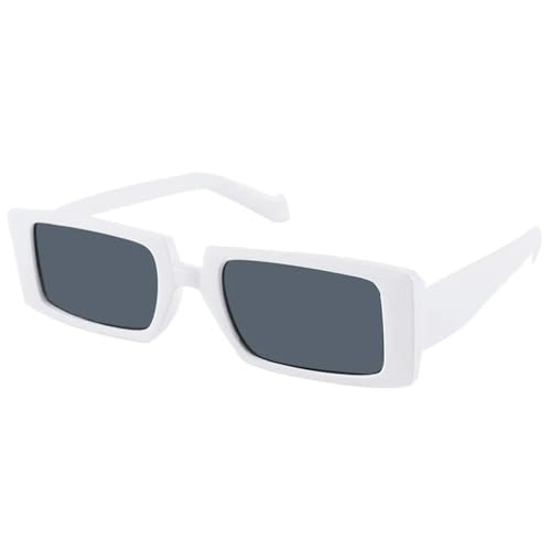 MPOWRX Kleiner quadratischer Rahmen Sonnenbrille Damen Brille UV 400 Schutz-5230-Weiß grau von MPOWRX
