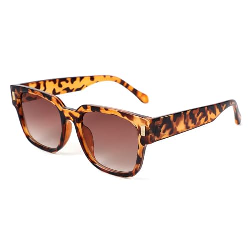 MPOWRX Quadratische Oversize-Sonnenbrille UV400 Damen- und Herrenbrille-5235-Leopardenbraun von MPOWRX