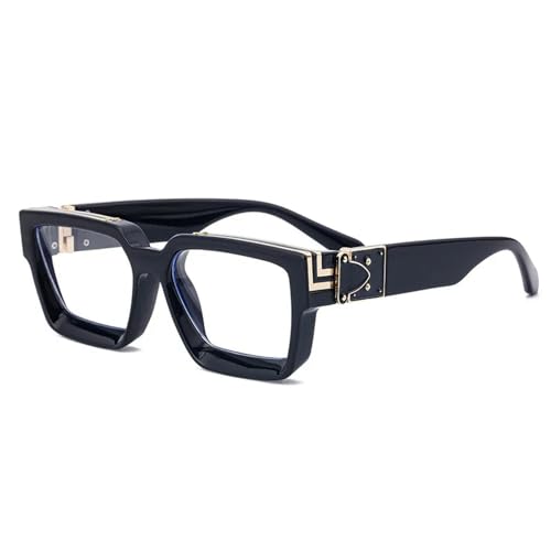MPOWRX Sonnenbrille Frauen Schatten Retro Quadrat Schwarze Sonnenbrille Punk Brille für Männer-Schwarz Transparent-Als Bild von MPOWRX