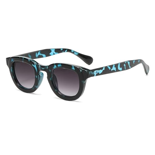 MPOWRX Sonnenbrille Ovaler Rahmen Dicker Rahmen Mehrfarbige Sonnenbrille Klassischer Retro-Stil Damen-blaue Karettschildkröte grau von MPOWRX
