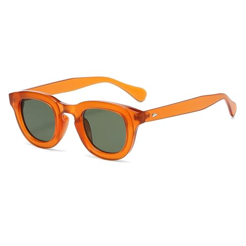 MPOWRX Sonnenbrille Ovaler Rahmen Dicker Rahmen Mehrfarbige Sonnenbrille Klassischer Retro-Stil Damen-orangegrün von MPOWRX